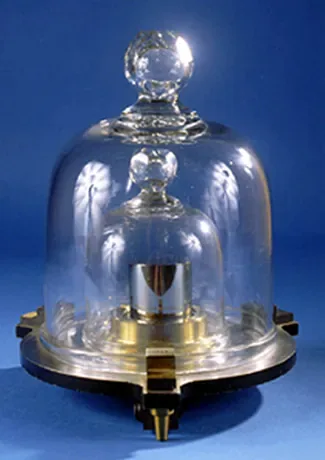Figure 1.24 This replica prototype kilogram as previously defined is housed at the National Institute of Standards and Technology (NIST) in Maryland. (credit: National Institutes of Standards and Technology)